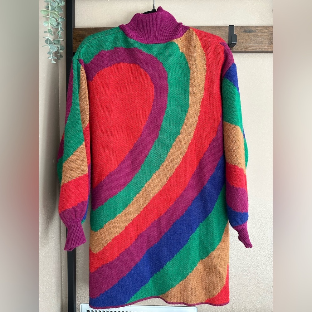 FARM Rio Multicolor Wave-Stripe Midi Sweater Dress — Wild Hearts - wool blend - Picture 3 of 4